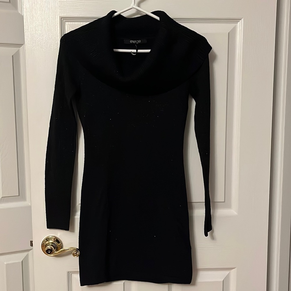 Energy XS Turtleneck Glittery Black Dress